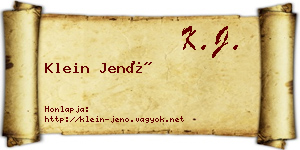 Klein Jenő névjegykártya