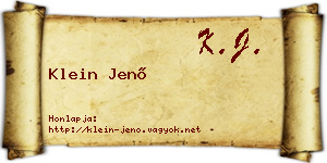 Klein Jenő névjegykártya